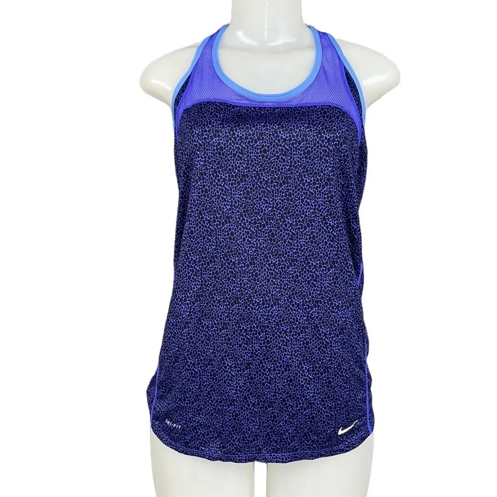 Nike Dri-FIT Purple Blue Snakeskin Reptile Print Mesh Racerback Tank Top M